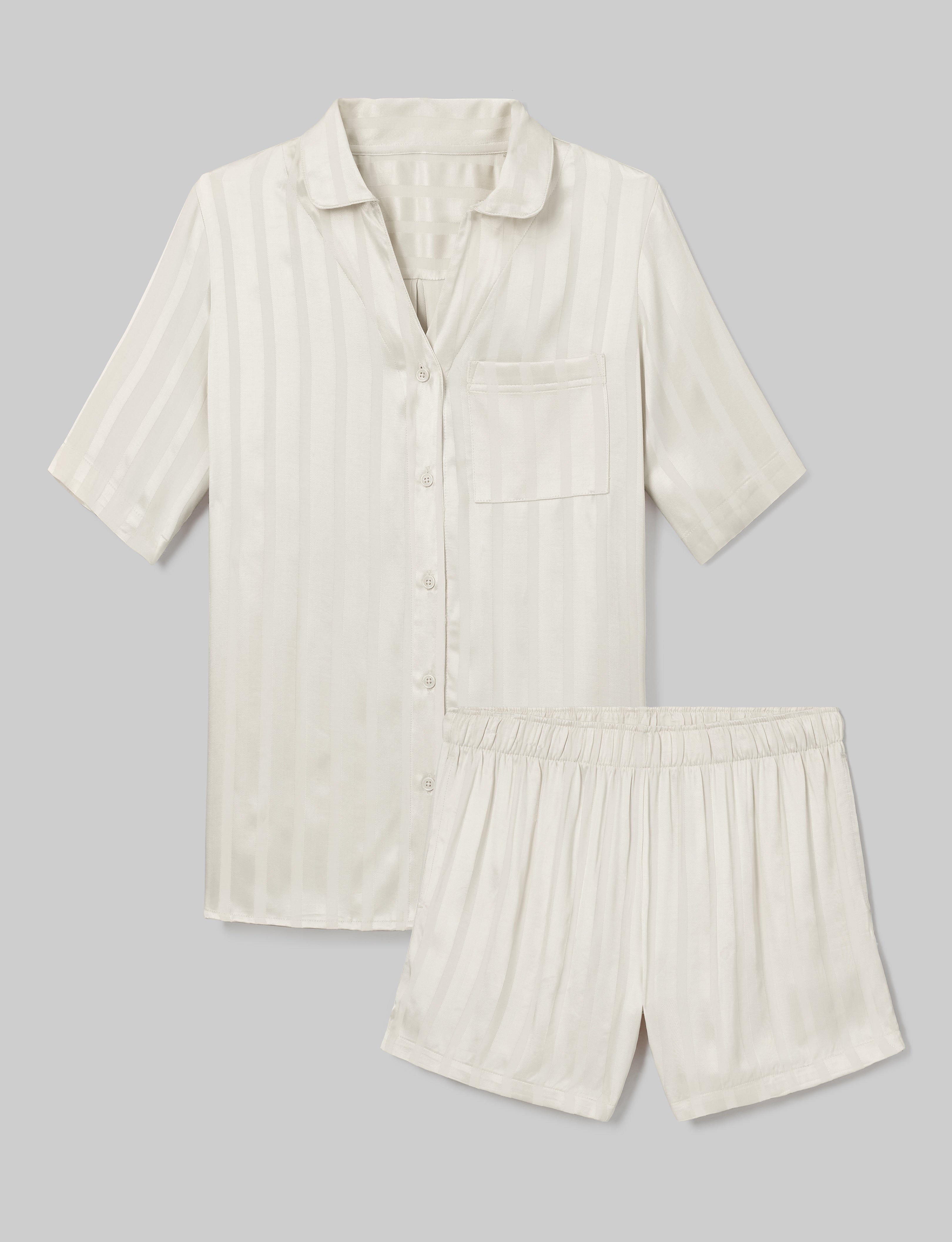 Women's Satin Jacquard Pajama Top & Short Set